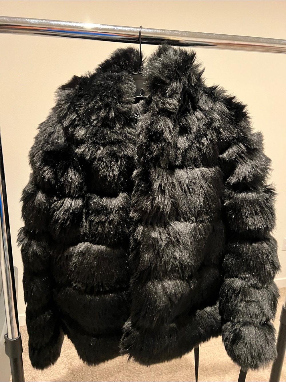 PrettyLittleThing Black Faux Fur Teddy Jacket